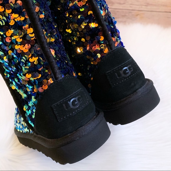 UGG Classic Short Stellar Sequin Boots In Black - Picture 7 of 9